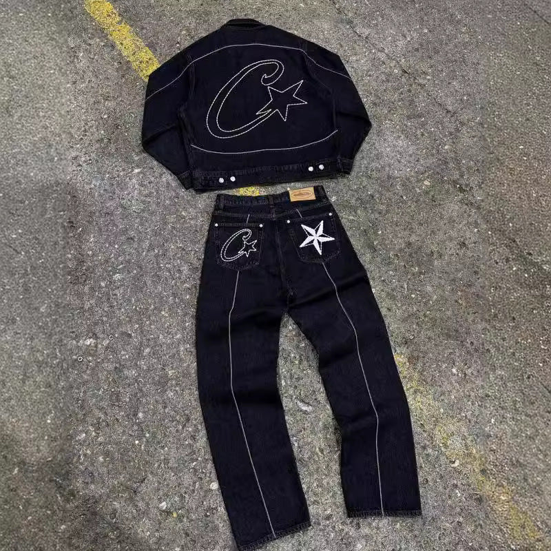 CORTEIZ C-STAR STITCH-DOWN DENIM JACKET BLACK