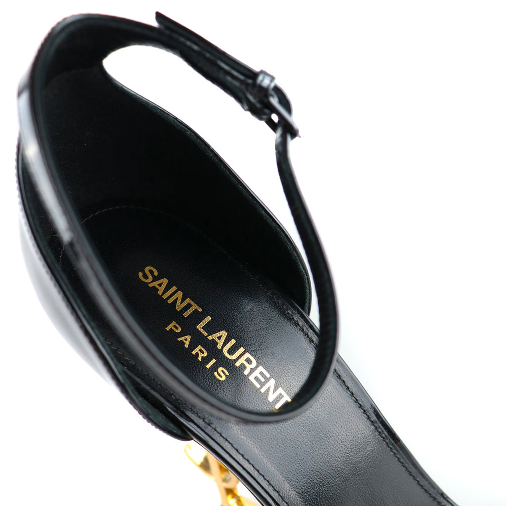 Sandales Opyum en cuir noir (saint Laurent)