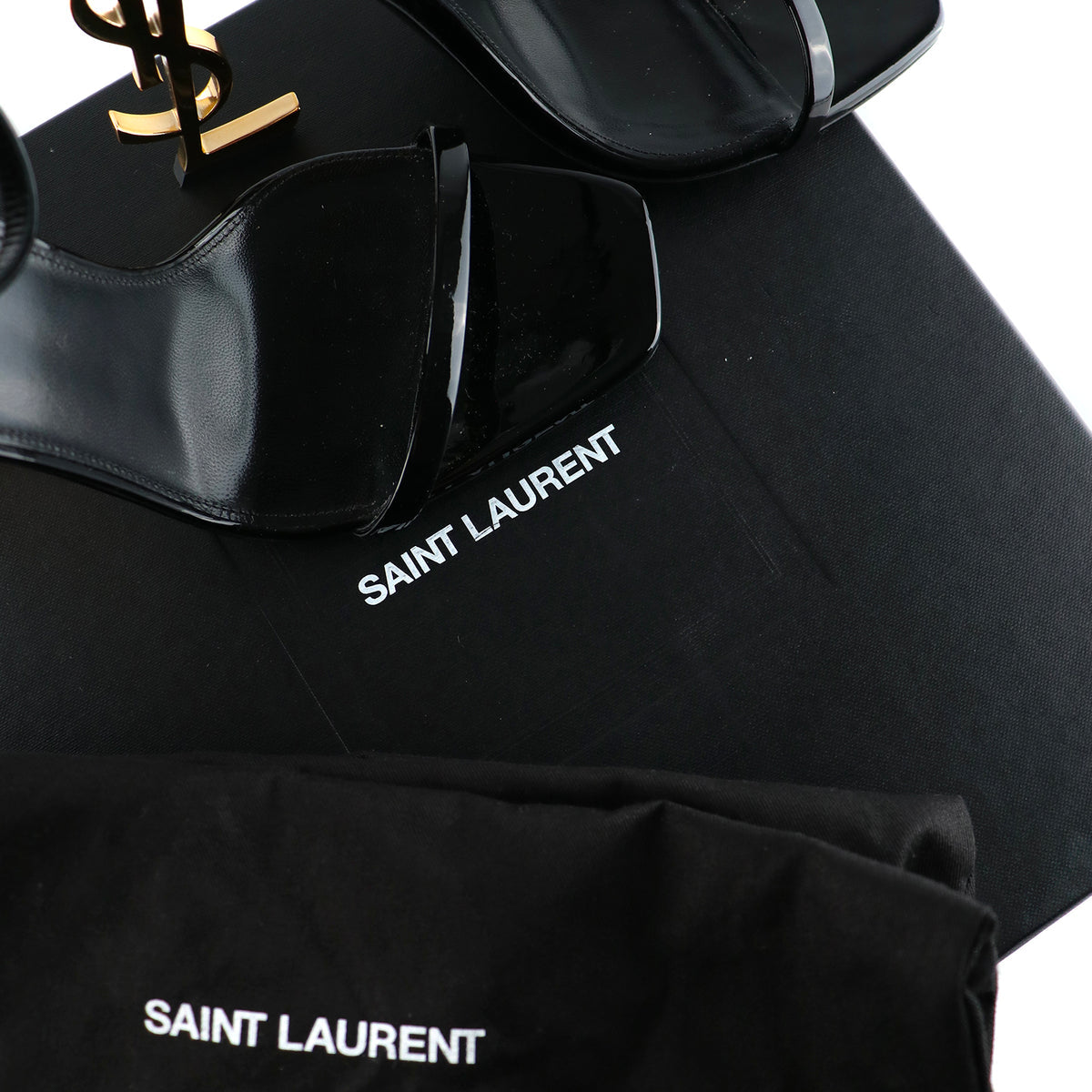 Sandales Opyum en cuir noir (saint Laurent)