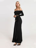 Robe longue noir à Cole bardot